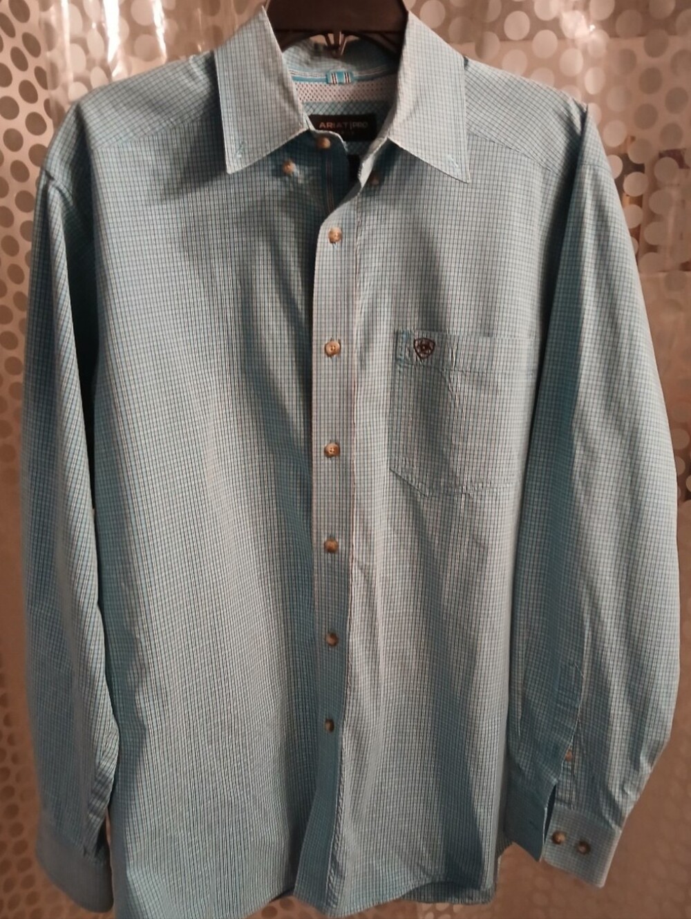 Ariat Men's Pro Series Medium Aqua Blue Button-Down Dress Shirt FF#464